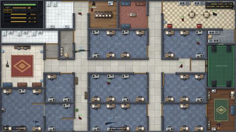 Mission 1: a top-down office floor full of guards